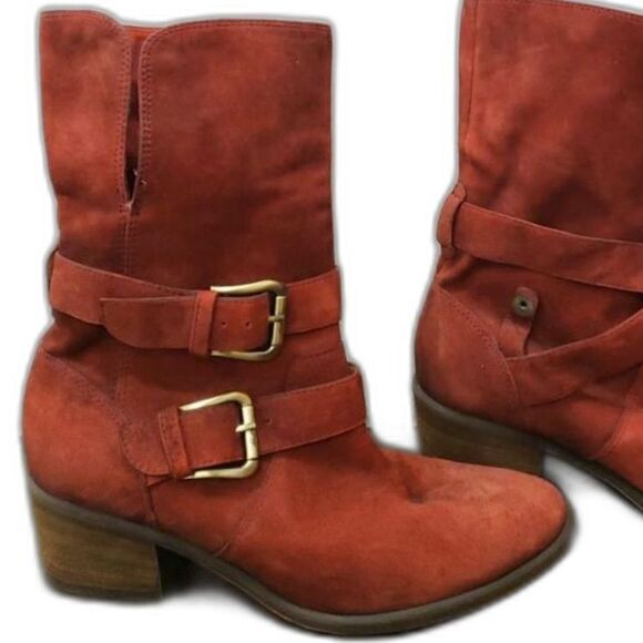 Donald J Pliner Dark Red Suede Mid-Calf Boots - Size 6.5M - Picture 2 of 12